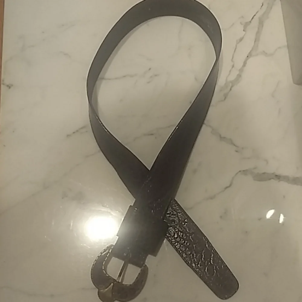 - - Manzoor leather grayish brown croc belt.